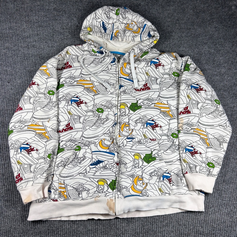 Southpole Hoodie  Mens XL Full Zip White All Over Sneaker Print Y2K‎ Streetwear